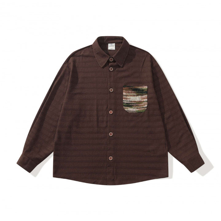Unisex structured knit shirt jacket with boxy oversized cut and contrasting chest pocket Mune Fashion
