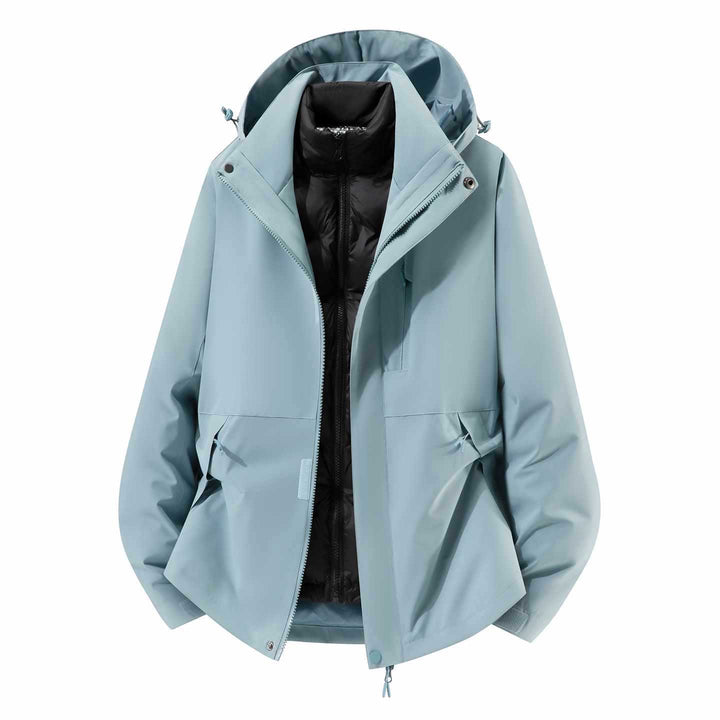 Men's Waterproof Three-Piece Winter Jacket with Removable Down Inner Jacket and Hood Mune Fashion