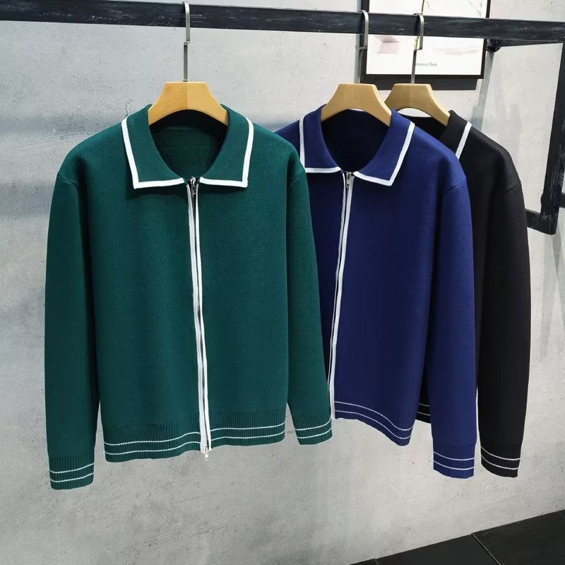 Women's Fashionable Zip-Up Cardigan with Contrast Details Mune Fashion