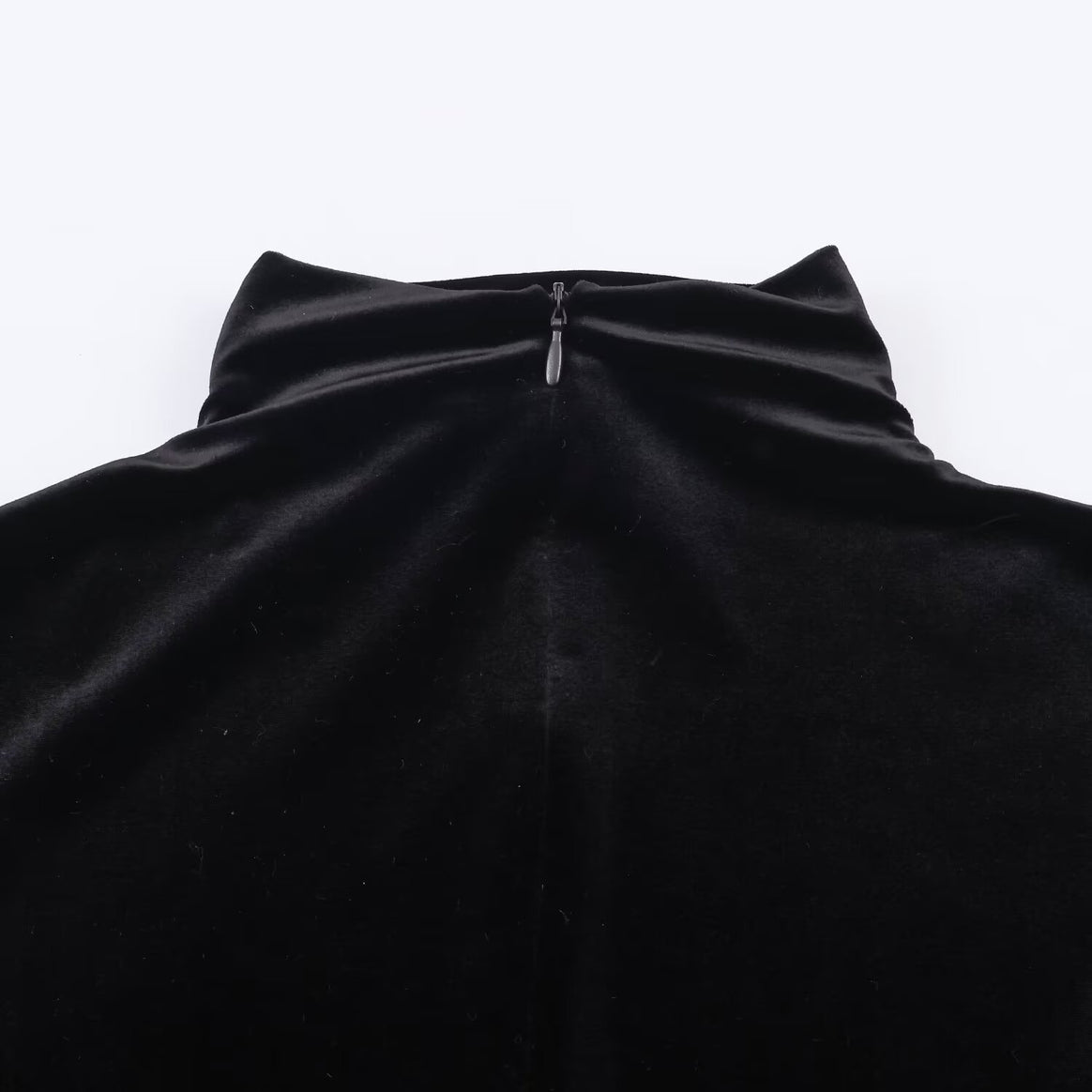 Women's mini dress with roll collar, long sleeve and side drape bow Mune Fashion
