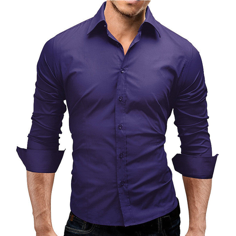 Men's tailored business shirt with cutaway collar and stretch cotton blend Mune Fashion