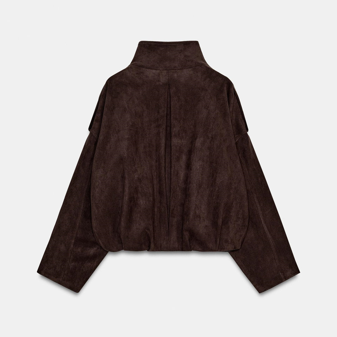 Women's Stylish Suede Jacket with Big Pockets