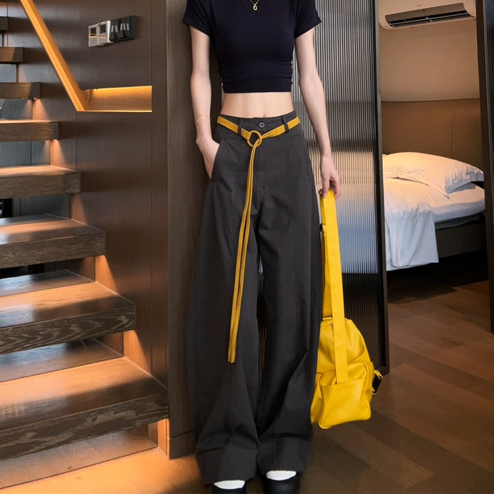 Women’s Wide Cotton Pants with Statement Belt Mune Fashion