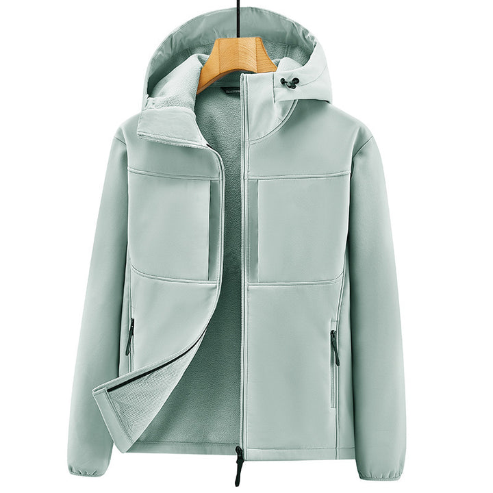 Men's Thermo Softshell Jacket with Sherpa Lining, Hood and Concealed Zipper Pockets Mune Fashion
