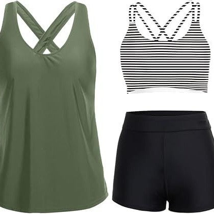 Women's sporty tankini set with floral top and shorts Mune Fashion