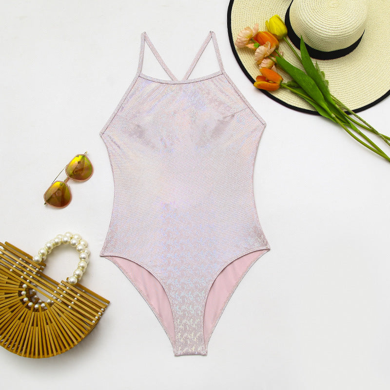 Women's Sporty Swimsuit with Modern Plant Pattern Mune Fashion