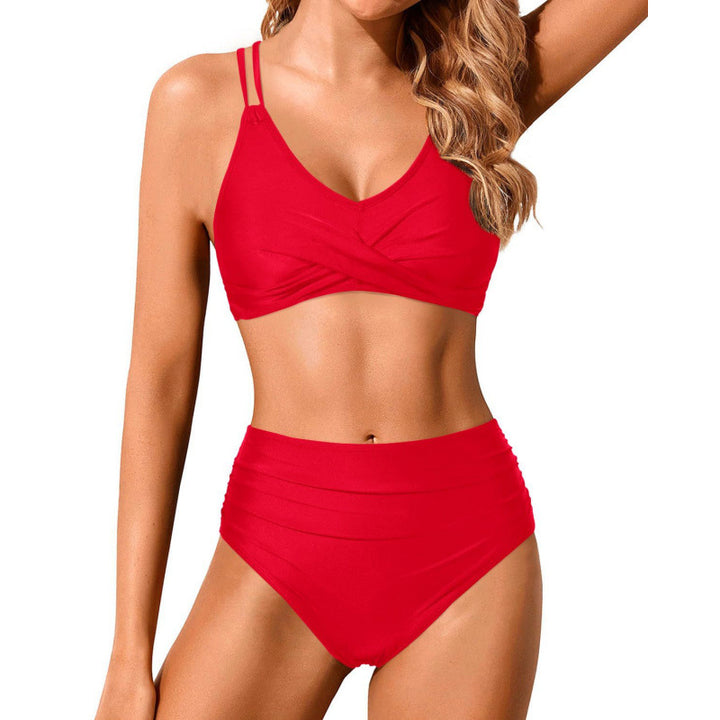 Women's High-Waisted Bikini Set with Ruffled Top Mune Fashion