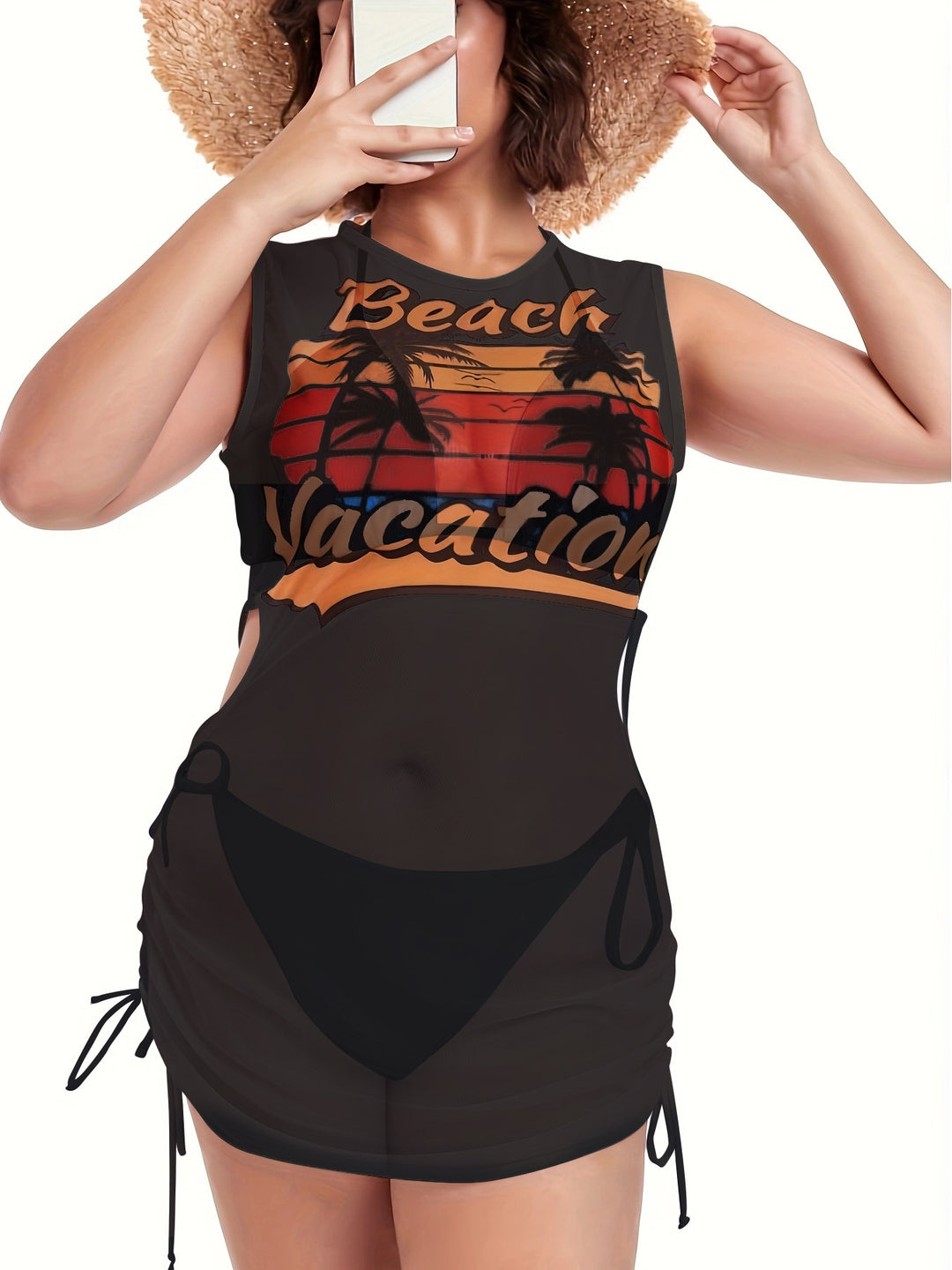 Women's beachwear with side gathering and stylish print Mune Fashion