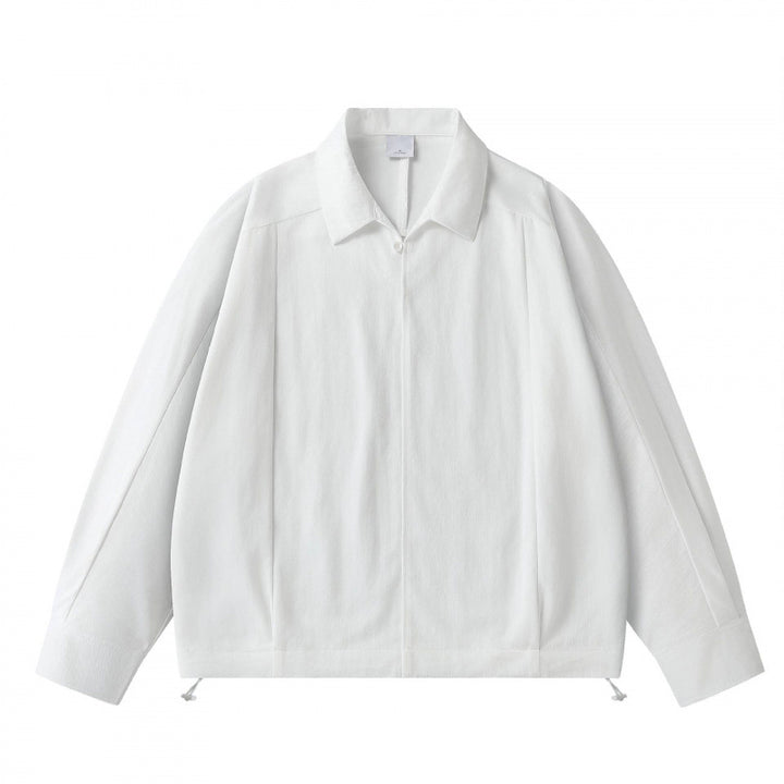 Unisex Lightweight Overshirt Jacket with Concealed Front, Shirt Collar and Drawstring Hem Mune Fashion