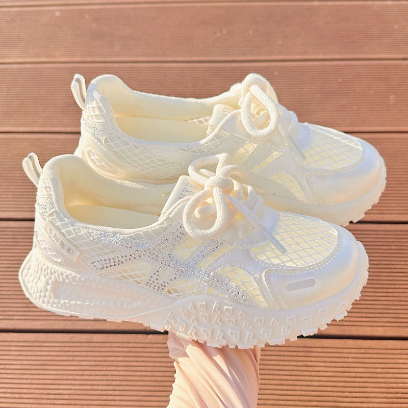 Women's Sporty Sneakers with Breathable Mesh Design and Sparkling Accents Mune Fashion