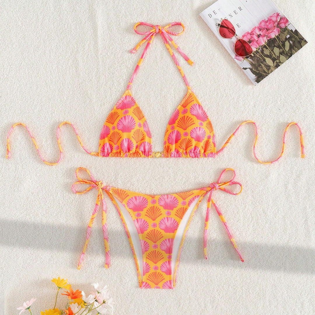 Women's triangle bikini with shell print and friendly cut Mune Fashion