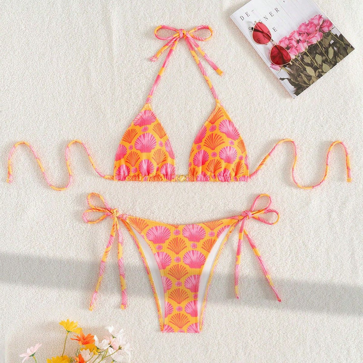 Women's triangle bikini with shell print and friendly cut Mune Fashion