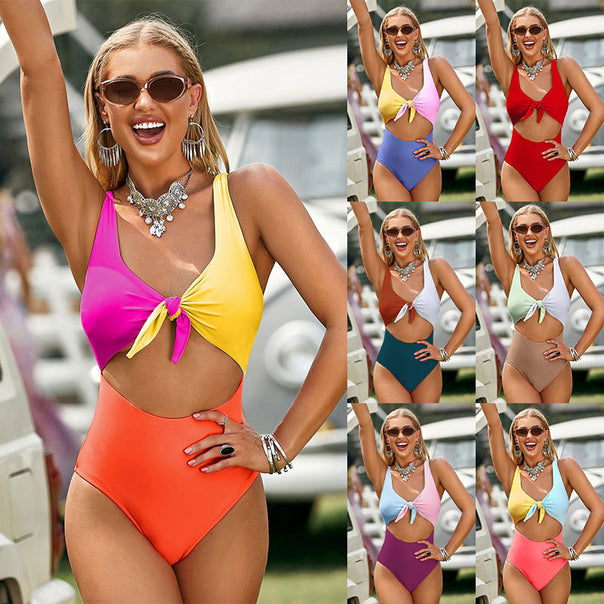 Women's Triangle Bikini Set with Adjustable Knot Design Mune Fashion