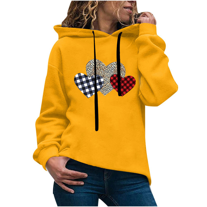 Women's casual oversized hoodie with heart and paw print, drawstring and ribbed cuffs Mune Fashion