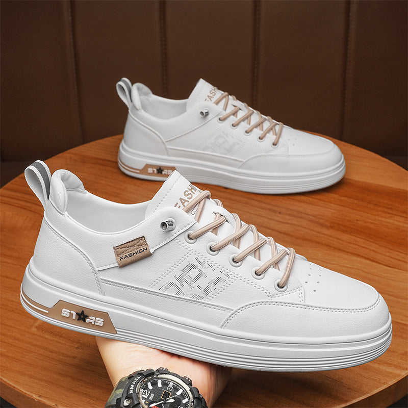 Men's minimalist faux leather sneakers with ventilated toe perforation and padded heel loop Mune Fashion