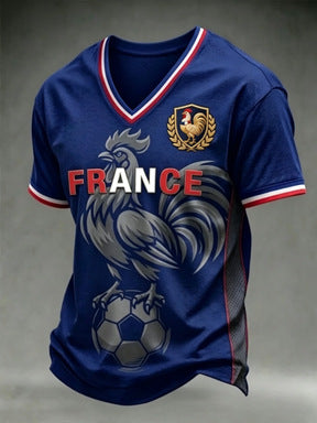 Unisex v-neck retro style jersey with Uruguay crest and flag patches Mune Fashion