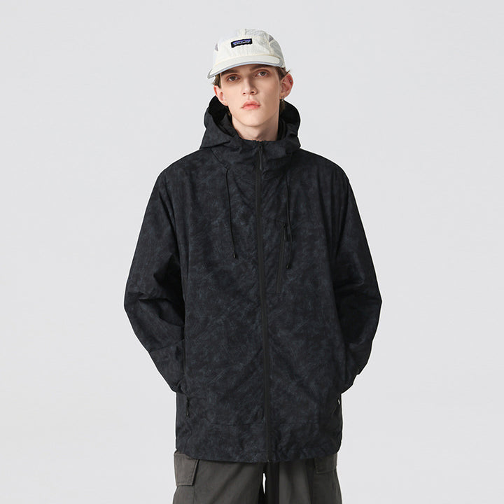 Men's Waterproof Breathable Outdoor Softshell Jacket with Taped Seams and Hood Drune
