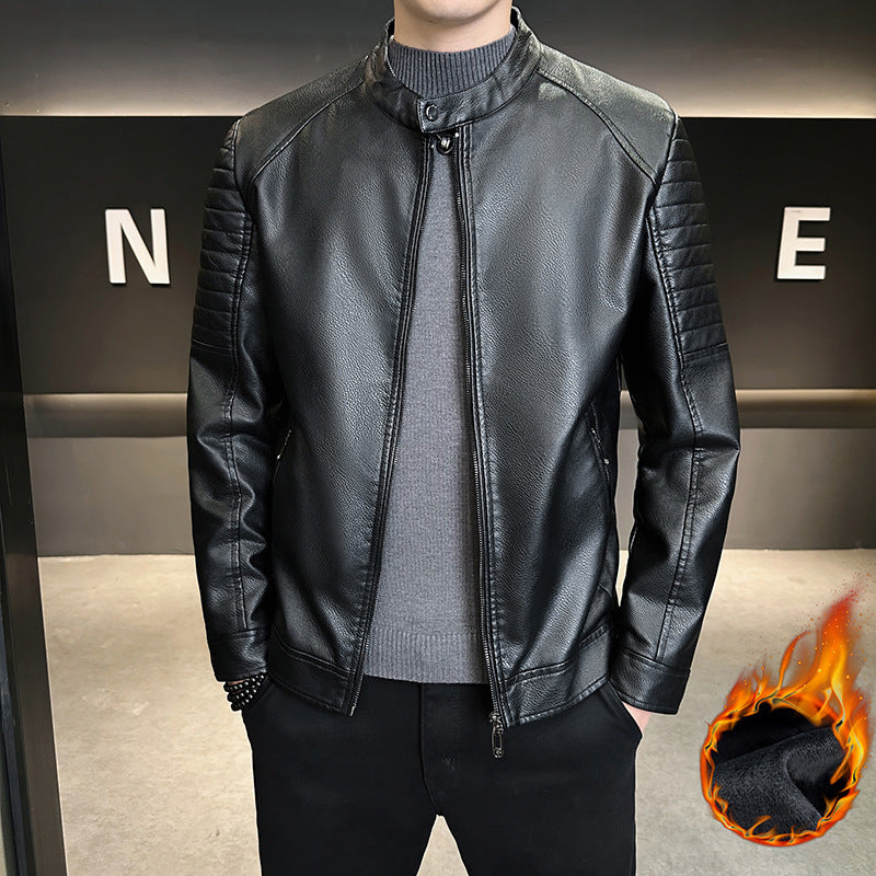 Men's Stylish Faux Leather Jacket with Quilted Details Mune Fashion