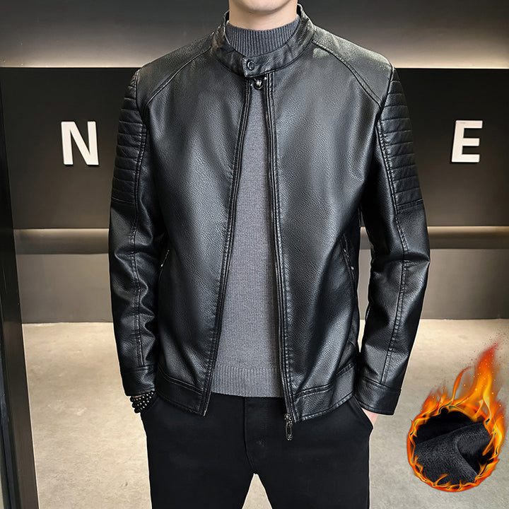 Men's Stylish Faux Leather Jacket with Quilted Details Mune Fashion