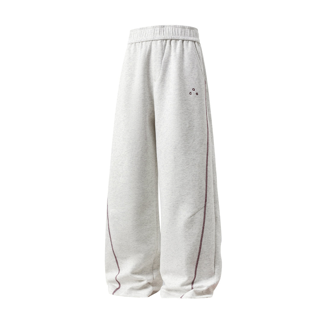 Unisex Extra Wide Lounge Pants with Round Elastic Waistband and Decorative Contrast Stitch Mune Fashion