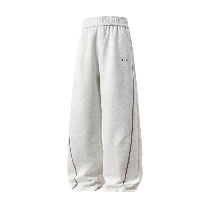 Unisex Extra Wide Lounge Pants with Round Elastic Waistband and Decorative Contrast Stitch Mune Fashion