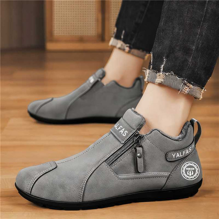 Men's Short Shaft Sneakers with Side Zipper and Padded Comfort Sole Mune Fashion