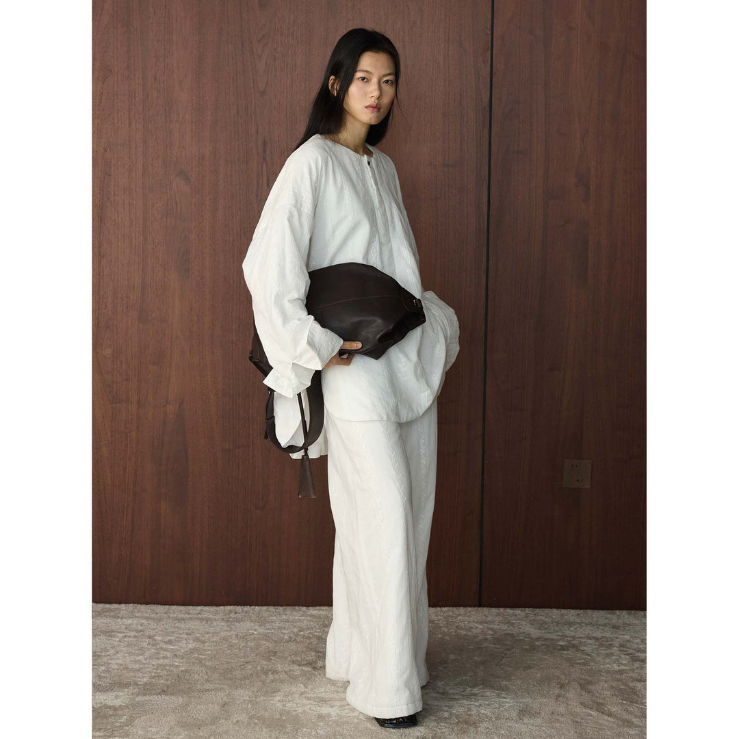Women's Wide Tunic Set with Textured Fabric, Wide Sleeve and Palazzo Pants Mune Fashion