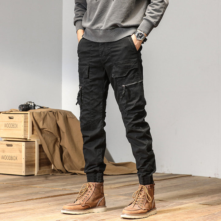 Men's Technical Cargo Jogging Pants with Multifunctional Pockets & Elastic Cuffs Mune Fashion