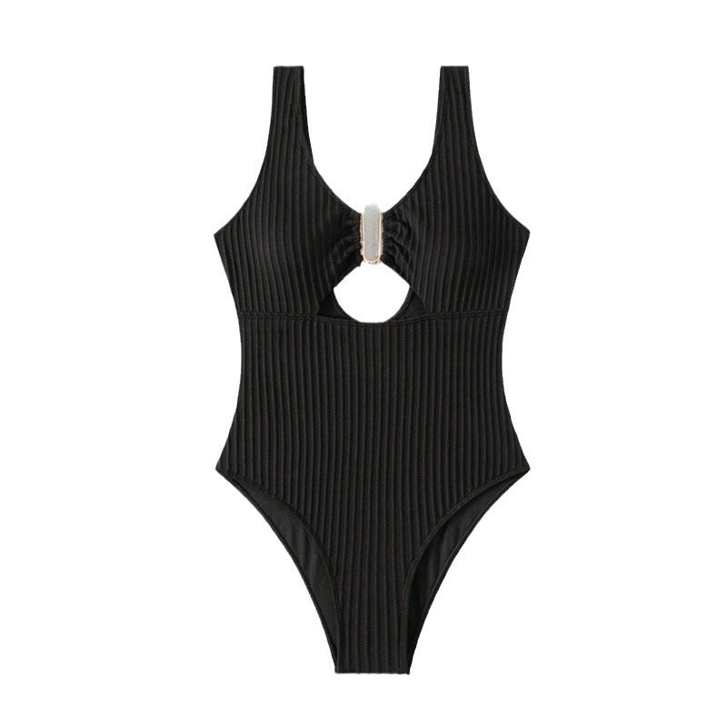 Women Cut-Out Swimsuit with Elegant Ribbed Design Mune Fashion
