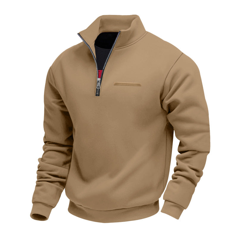 Men's comfortable half-zip fleece pullover with stand-up collar and elastic cuffs Mune Fashion