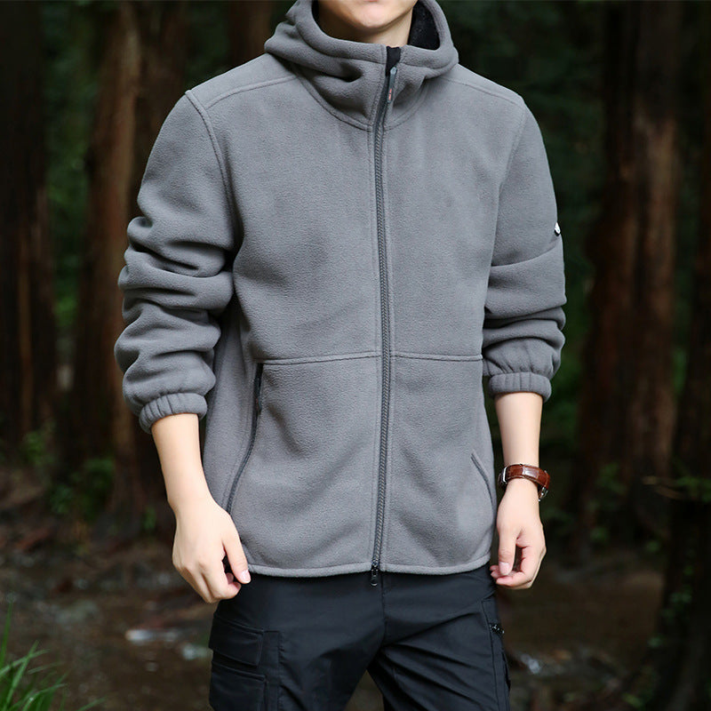 Men's hoodie fleece jacket with Sherpa lining, two-way zipper and wind-resistant front Mune Fashion