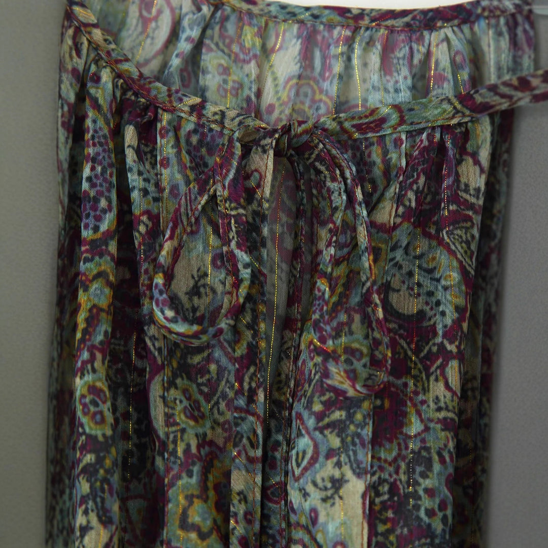 Women's gathered paisley mini dress with smocked waist, ruffled tiers, and balloon sleeves Mune Fashion