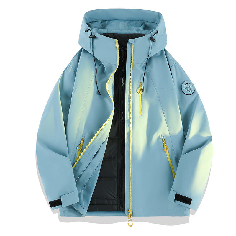 Women Lightweight Waterproof Hooded Jacket with Teddy Charm and Concealed Zipper Pockets Mune Fashion