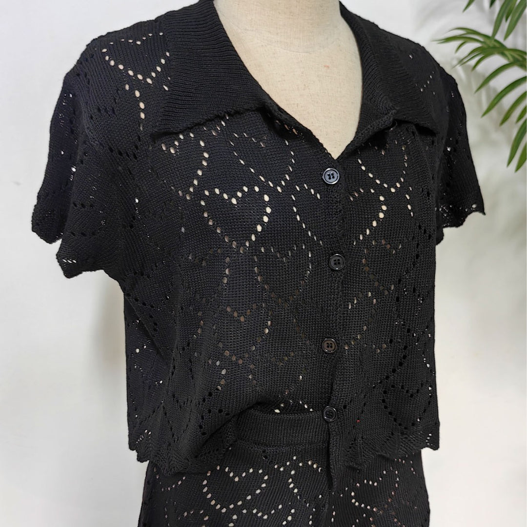 Women's airy crochet cardigan with trendy lace pattern Mune Fashion