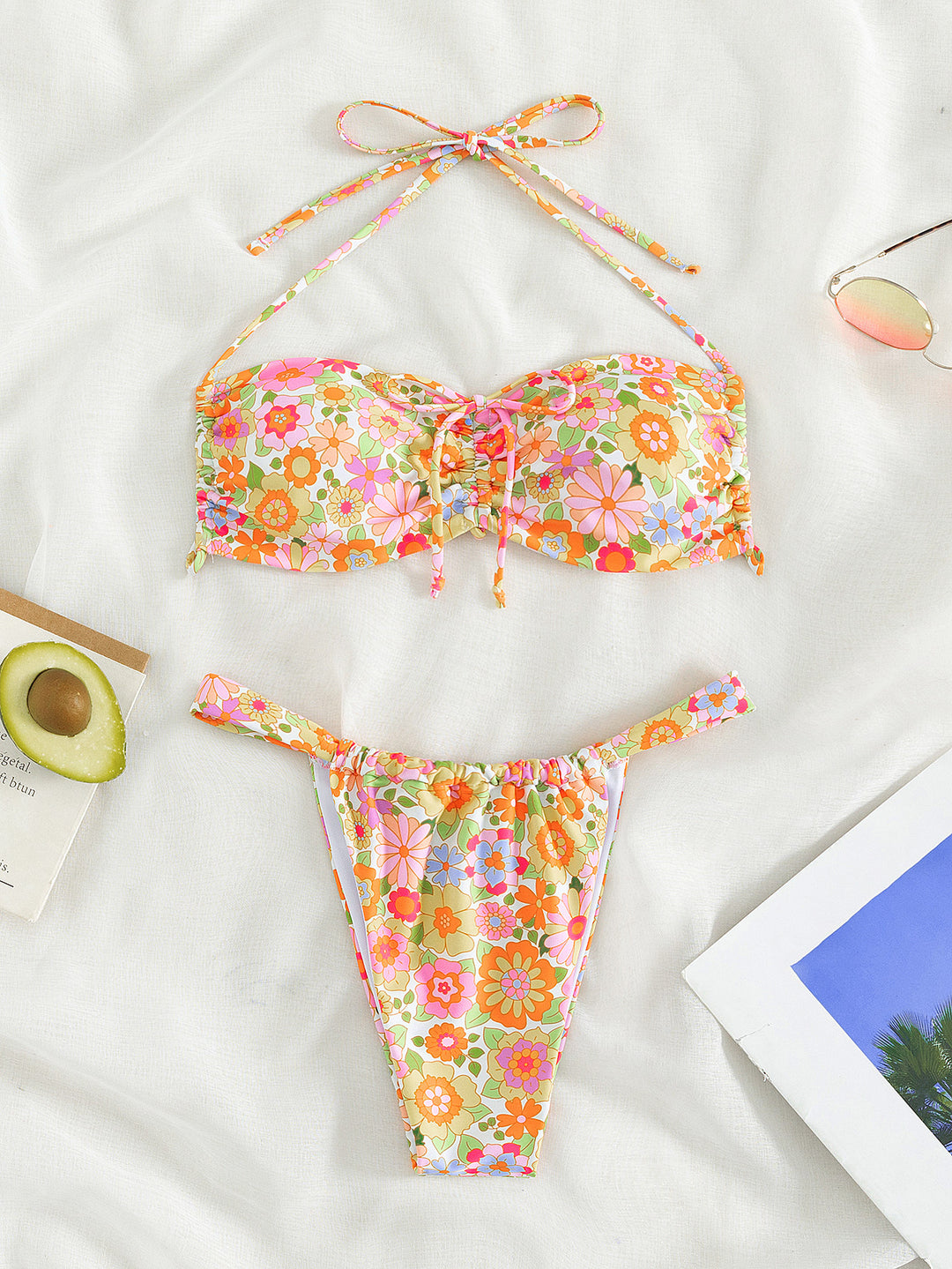 Women’s Flower Pattern Bandeau Bikini Mune Fashion