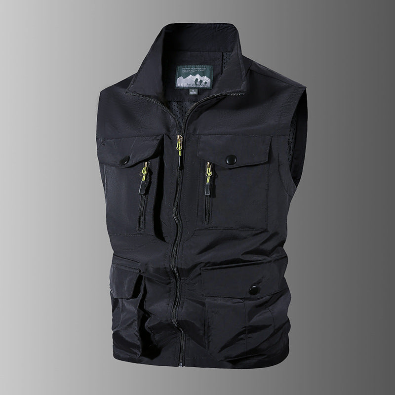 Men's multifunctional outdoor vest with multiple pockets and stand-up collar Mune Fashion