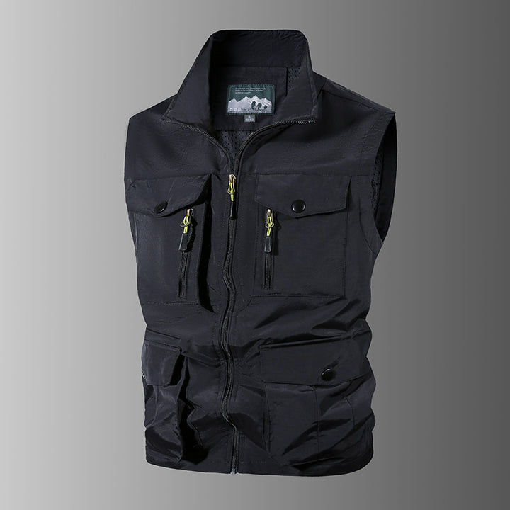 Men's multifunctional outdoor vest with multiple pockets and stand-up collar Mune Fashion