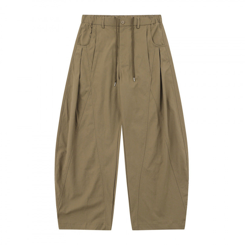 Women's wide balloon pants with drawstring waistband, pleats, and patch side pockets Mune Fashion