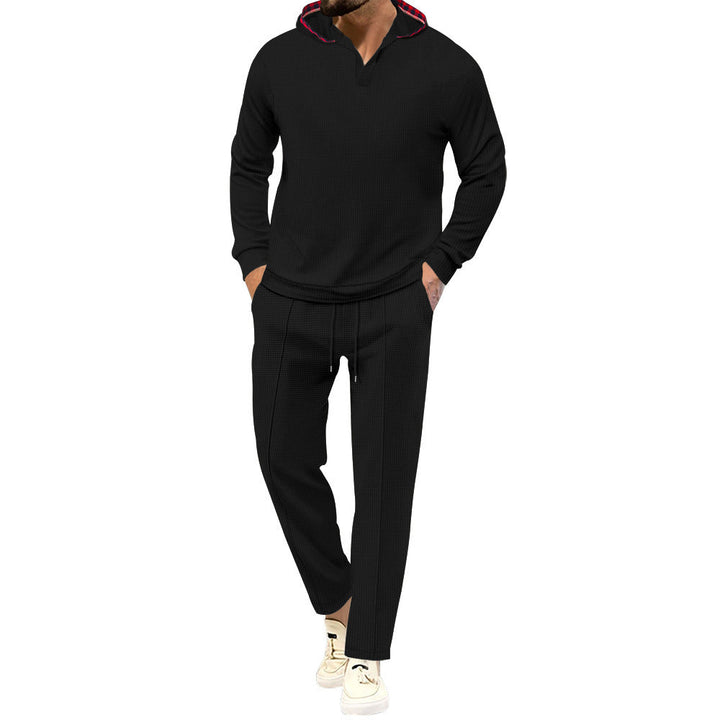 Men's Leisure Suit with Casual Hood and Breathable Structure Mune