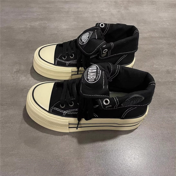 Women's High Sneakers with Cool Vintage Design and Practical Lacing Mune Fashion