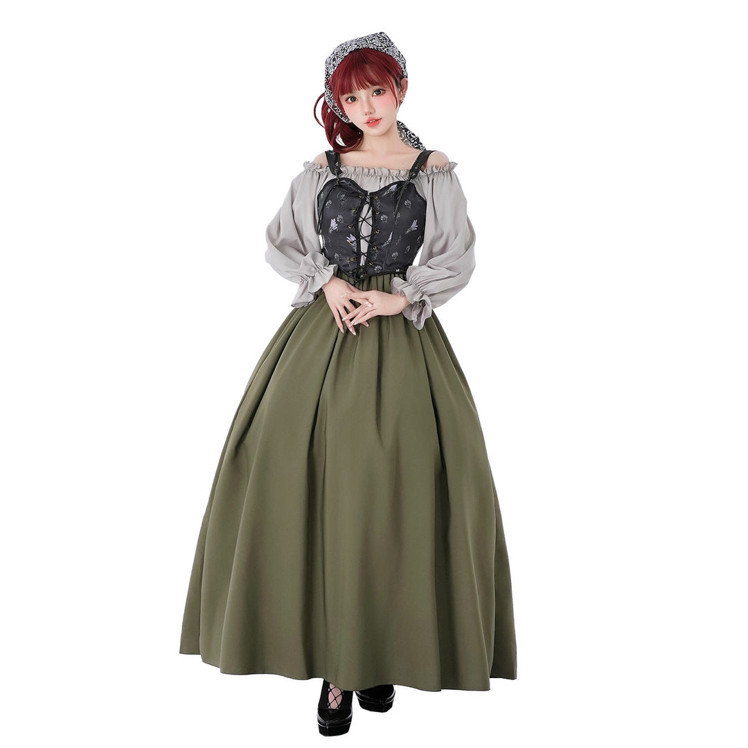 Women Vintage Party Dress with Romantic Ruffle Details and Puff Sleeves Mune Fashion