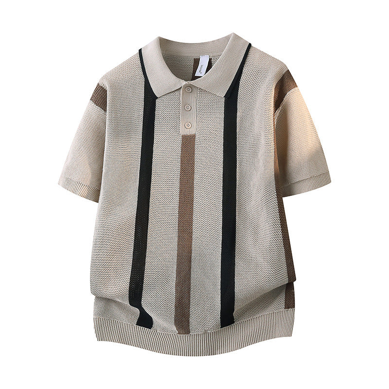 Men's Fashion Short Sleeve Polo Shirt with Mesh Structure Mune Fashion