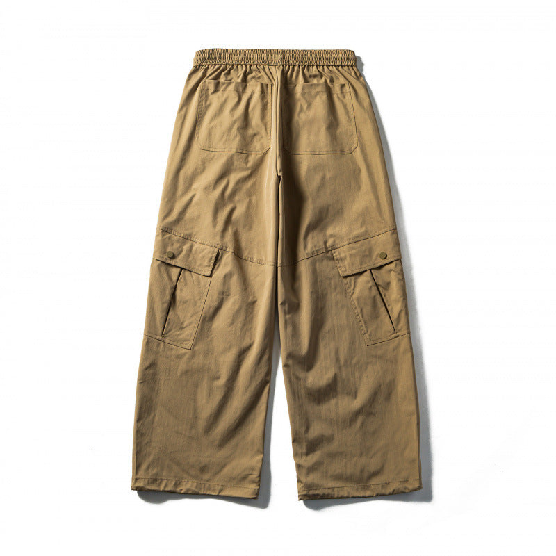 Men's Loose Cargo Pants with Elastic Waistband, Drawstring and Functional Side Pockets Mune Fashion