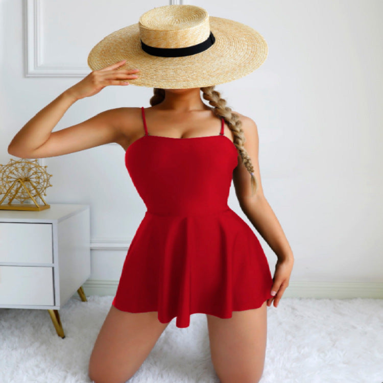 Ladies Summer Swimsuit with Flowy Skirt Mune Fashion