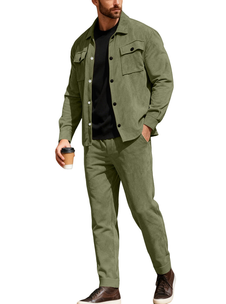 Men's Nan Shirt Jacket with Flap Pockets and Straight Cut Chino Pants Mune Fashion