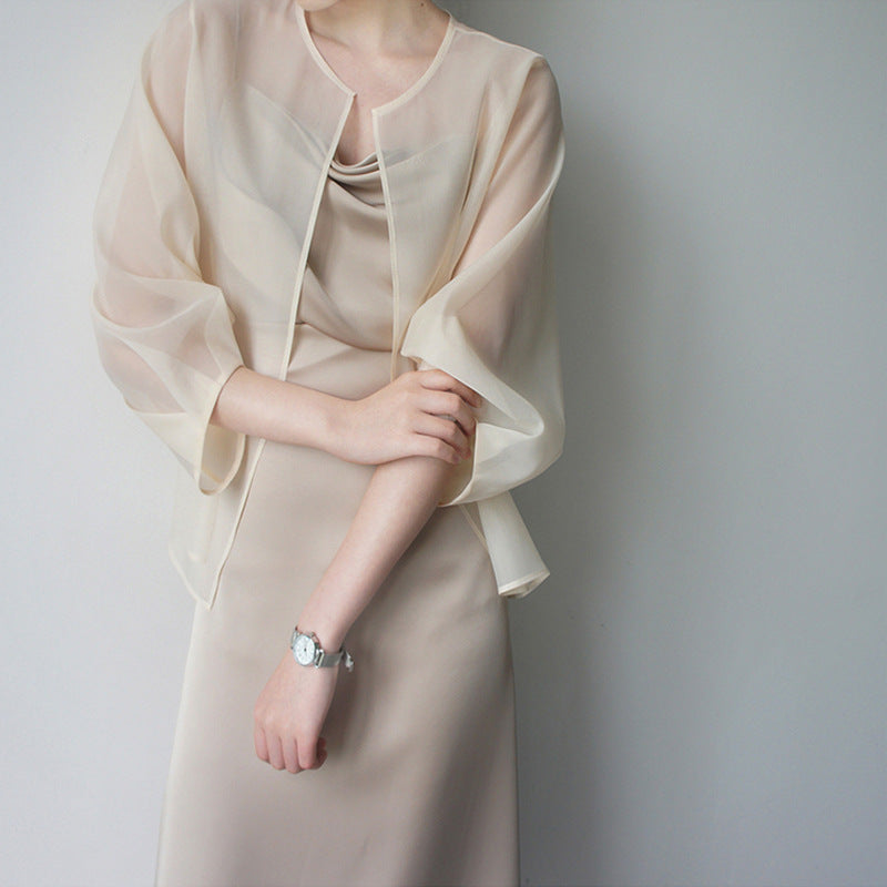 Women's Elegant Chiffon Jacket with Flared Sleeves Mune Fashion