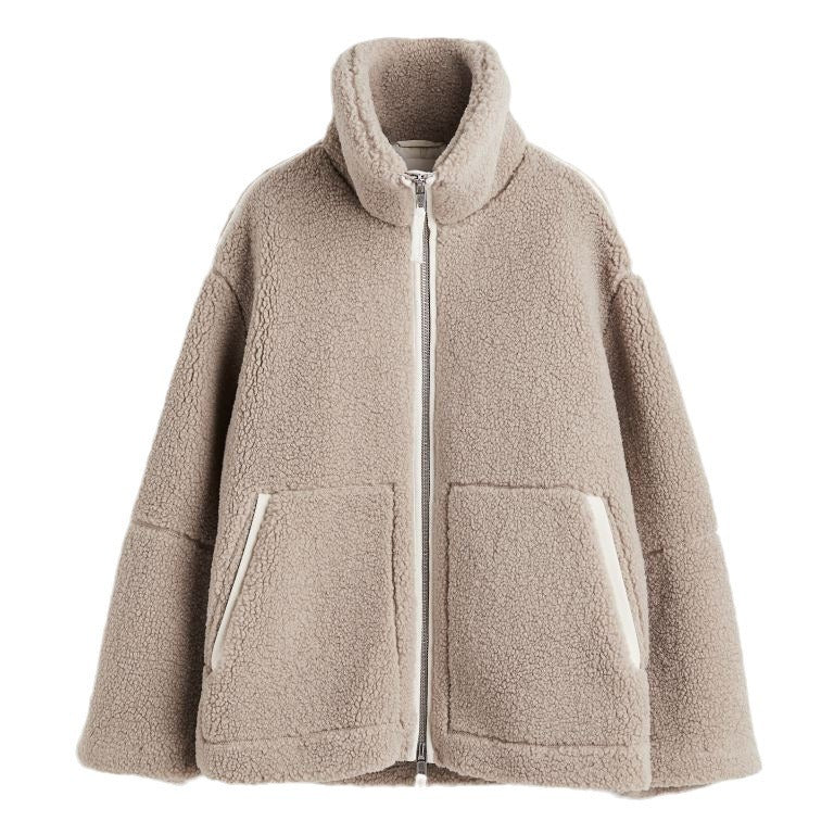 Women's Teddy Fleece Jacket with Stand-up Collar Mune Fashion