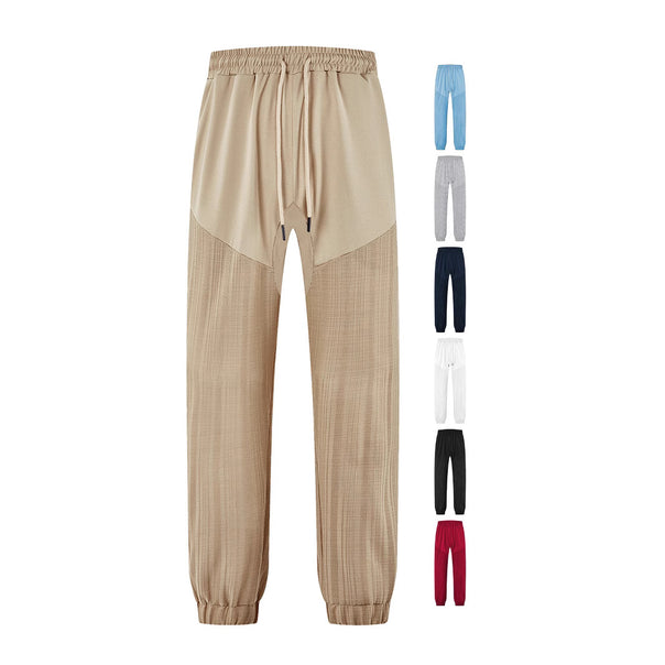 Men's slim-fit jogging pants with elastic drawstring waistband and textured knee panel Mune Fashion