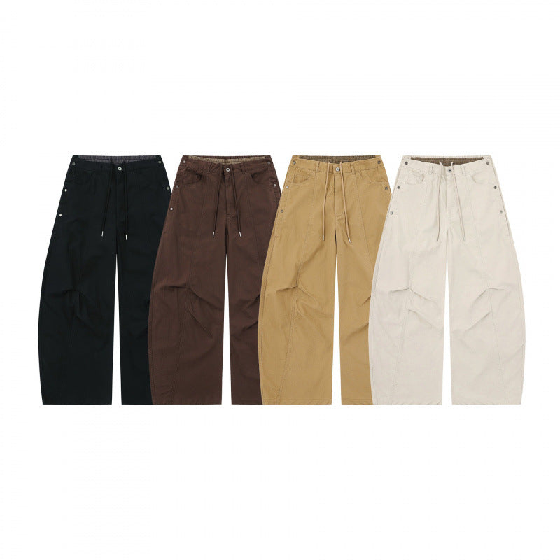 Unisex Wide Balloon Pants with Elastic Waistband, Drawstring, and Distinctive Seam Panels Mune Fashion
