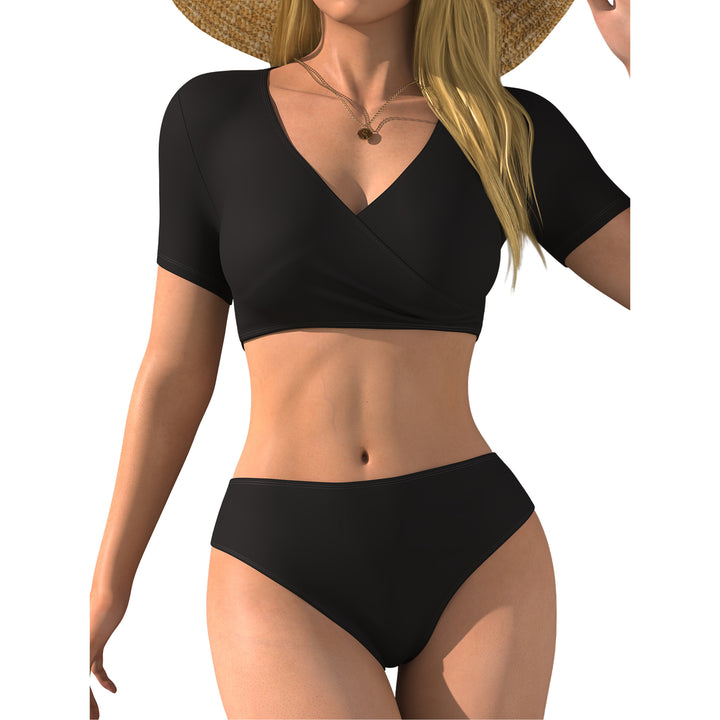 Women's bikini top with wrap cut and short sleeves Mune Fashion